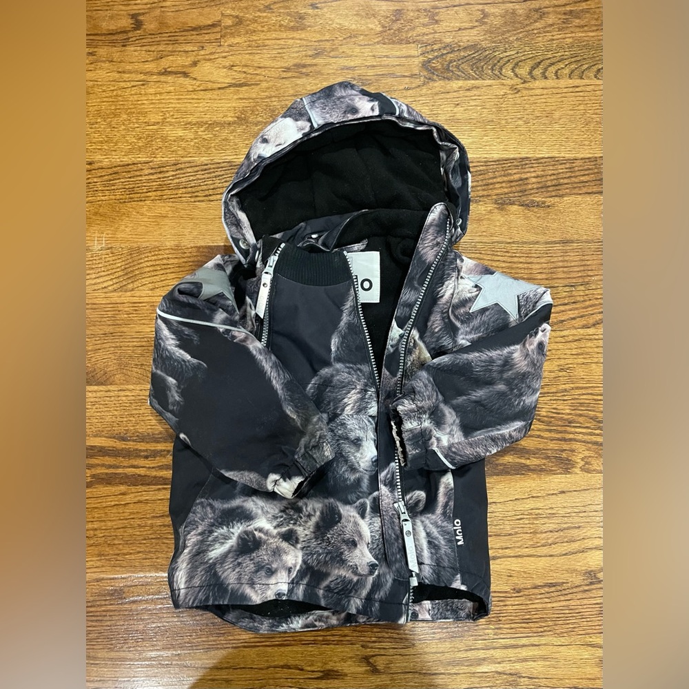 Molo size 3 Children's Black and Gray Animal Print Jacket